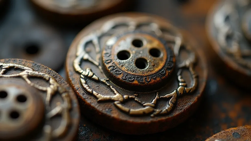 Close-up of antique accordion buttons