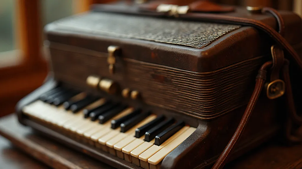 Antique accordion close-up