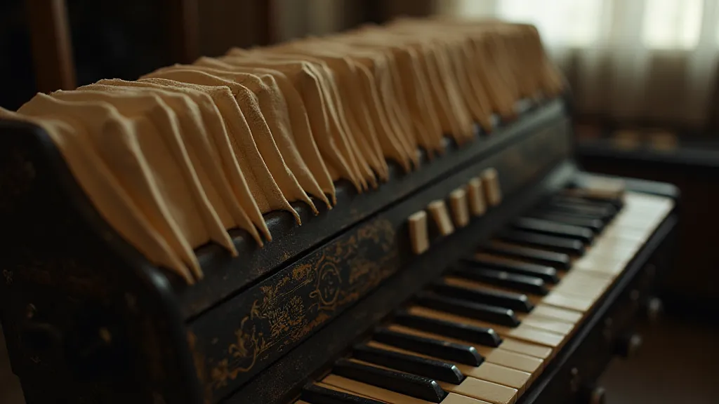 Close-up of a vintage accordion
