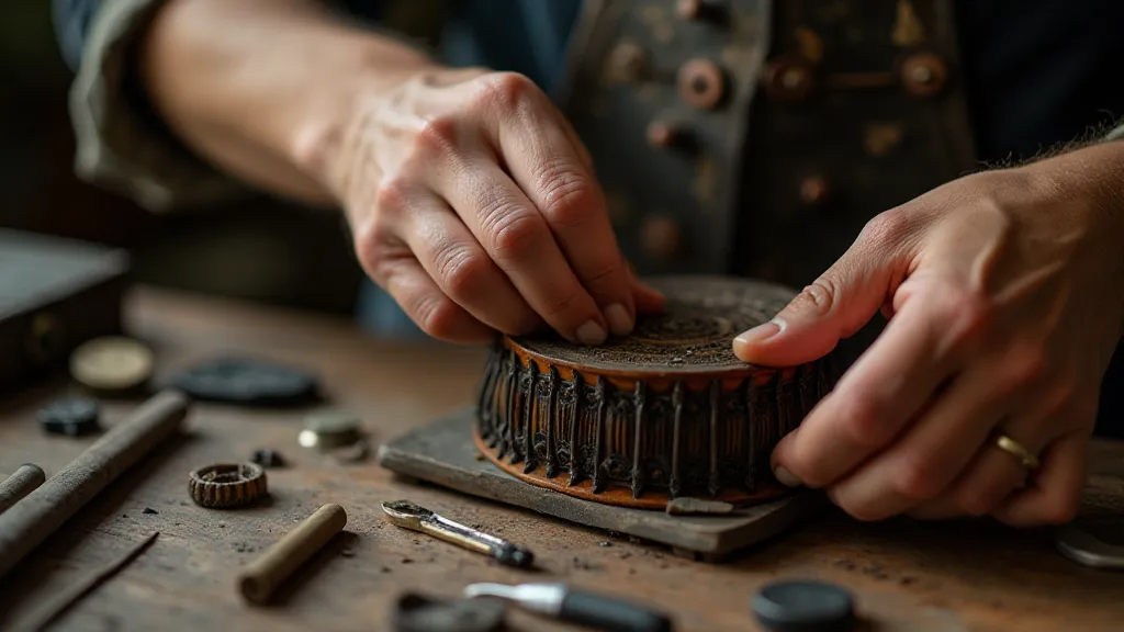 Craftsman repairing an accordion bellows