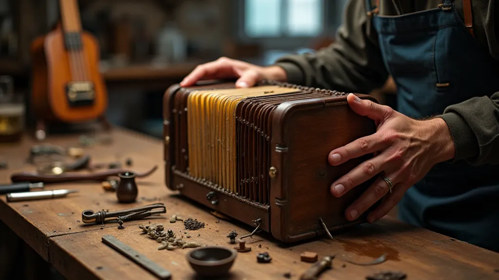 Craftsman repairing an accordion