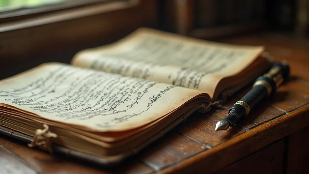 Vintage notebook and pen